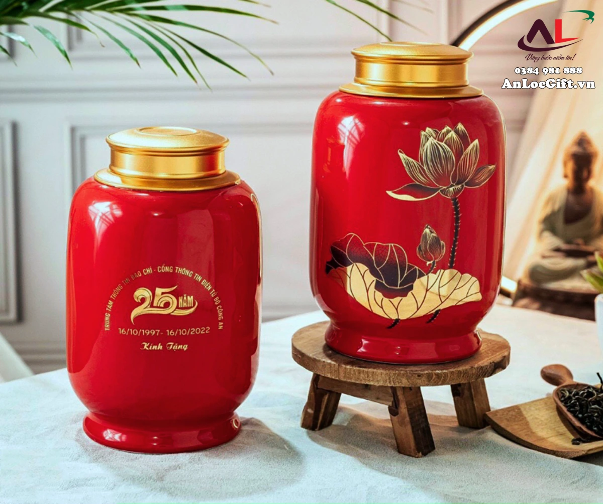 Quà tặng 200k: Hộp Đựng Trà Gốm Sứ