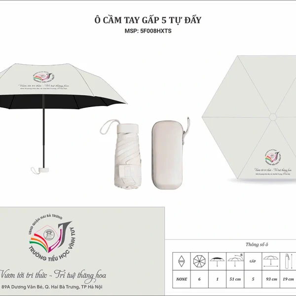 Ô cầm tay gấp 5 tự đẩy màu trắng